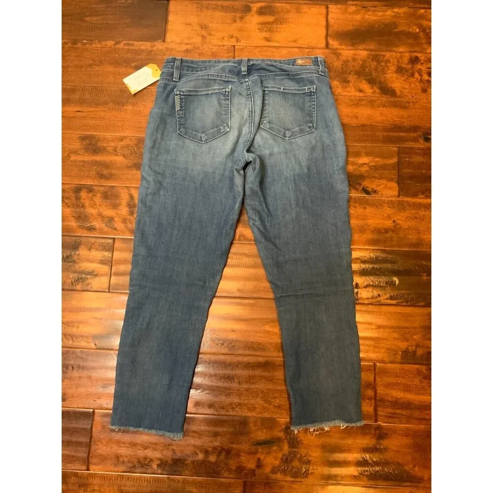 Paige Blue Medium Wash Denim Peg Skinny Ankle Crop Jeans, Size 29